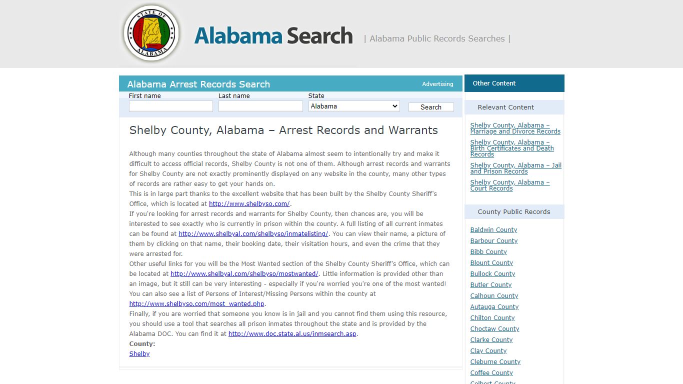 Shelby County, Alabama – Arrest Records and Warrants ...